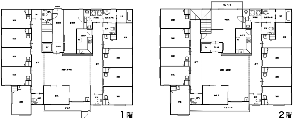 グループホームつどい『東大沢家』　見取り図