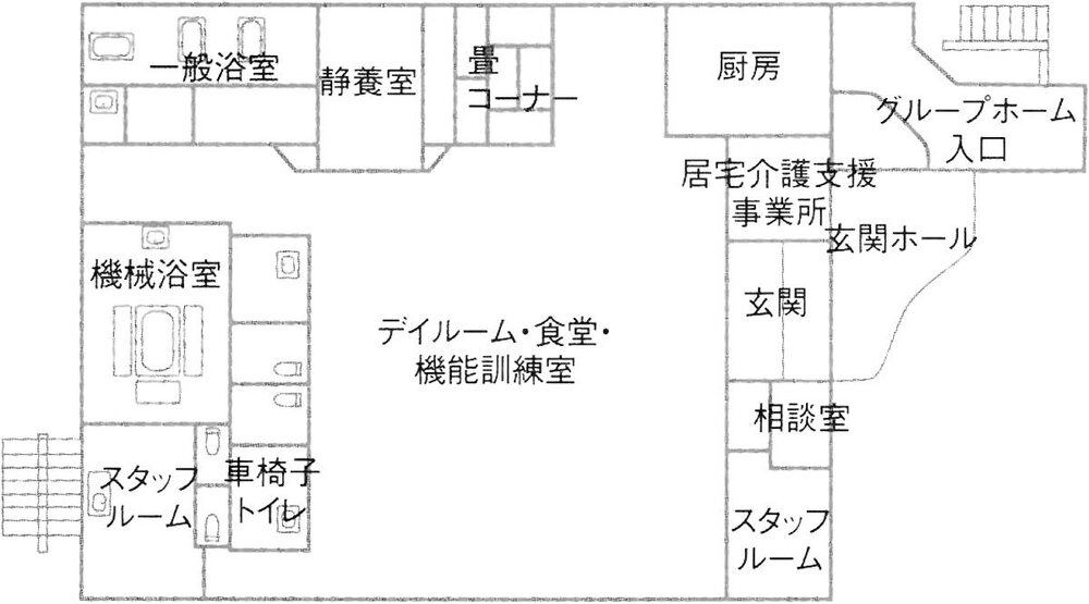 ケアセンターつどいせんげん台　見取り図